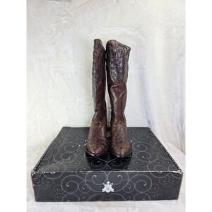 Johnny Ringo Sagrada Western Cowboy Boots Women's Size 9B Brown Leather Embossed